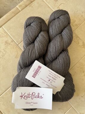 Knit Picks Gloss Lace Yarn – Gray (Hawk) 2 Hanks